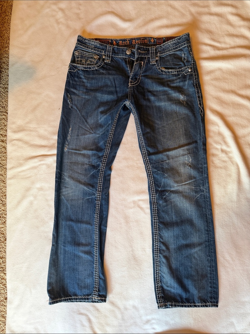 Men’s Rock Revival Dark Blue Boot Cut Jeans